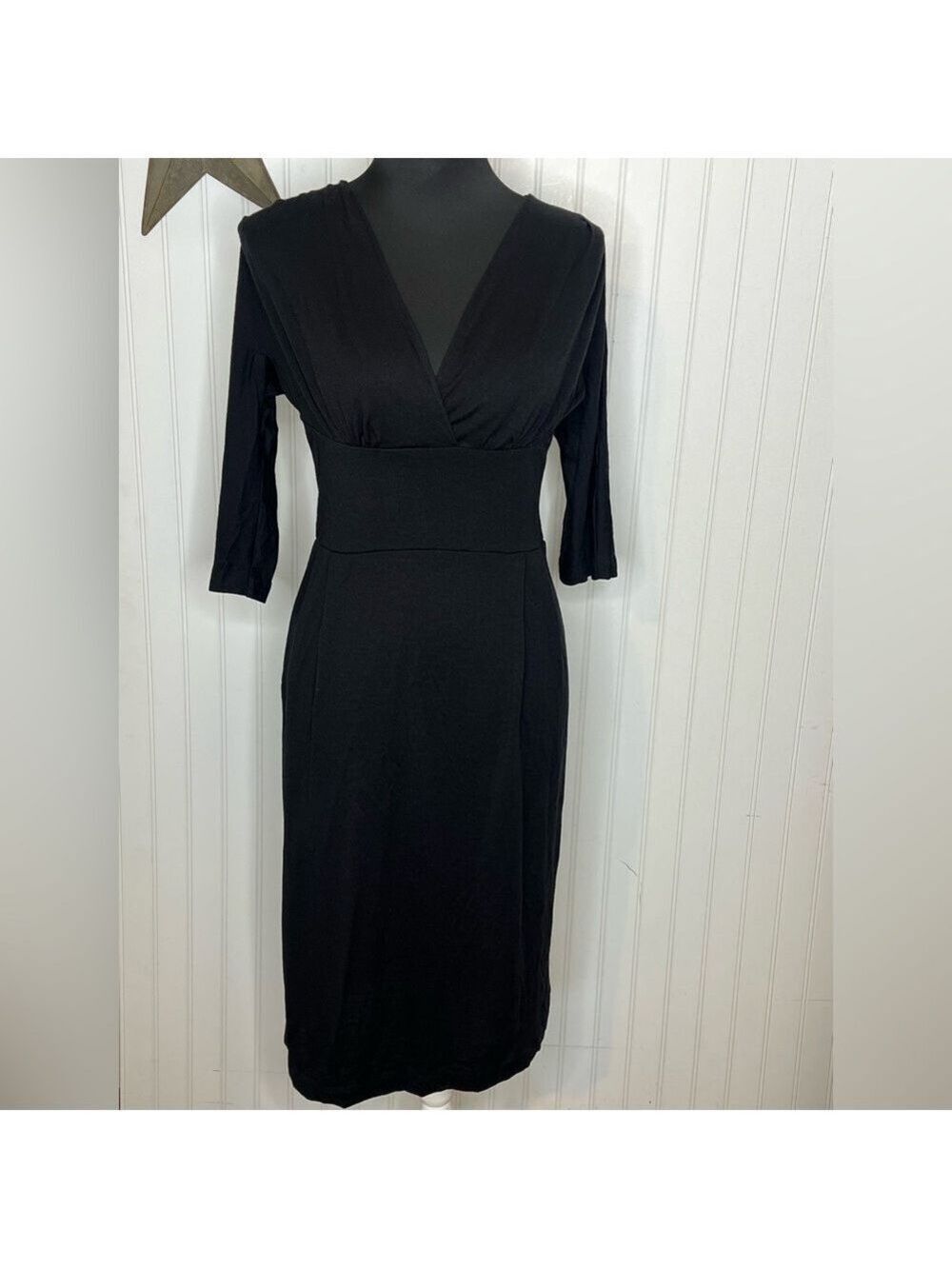 Nieves Lavi Black Long Sleeve Wool Dress Size 6